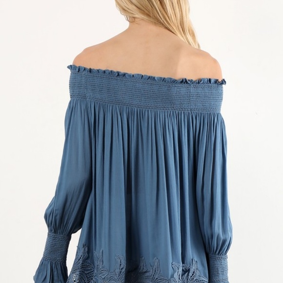 Off Shoulder Relaxed Fit Tunic - Chambray - Picture 2 of 5